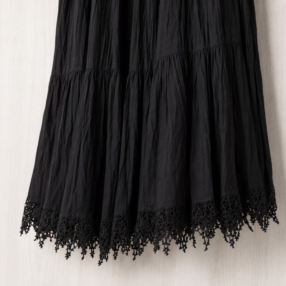 Double D Ranch Vintage Broomstick Maxi Skirt Womens M Black Western Boho - Picture 4 of 5